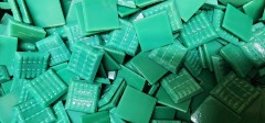 Close-up of a Moss Green Vitreous Mosaic Tile, showcasing its rich green hue, glossy finish, and precise 2cm x 2cm x 4mm dimensions—available at The Mosaic Mall Australia.